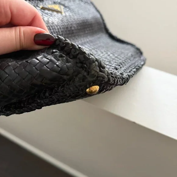 Prada Black Leather Woven Tote Bag - Picture 9 of 11